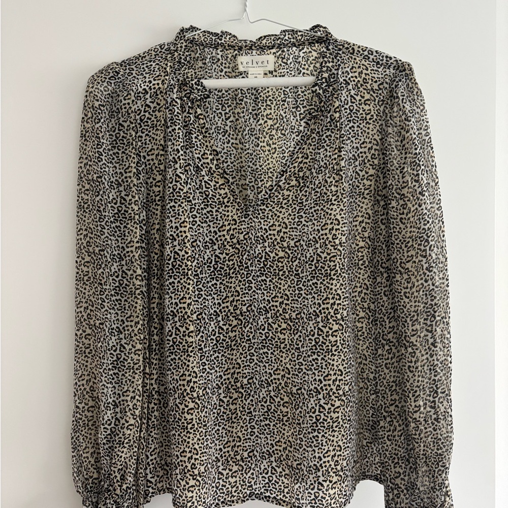 Velvet Women's Animal Print Blouse - Black and White
